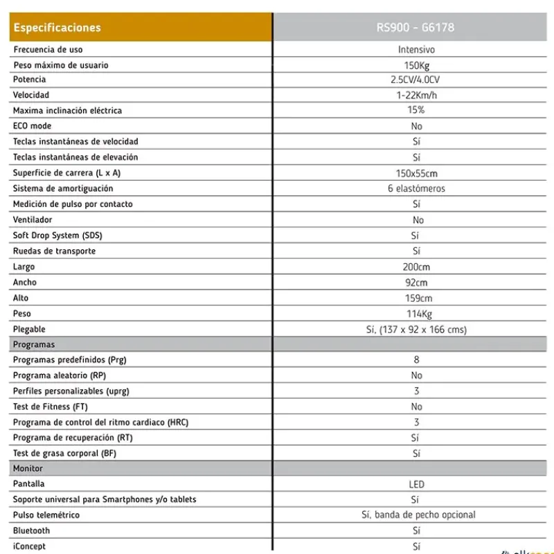 BH Cinta de correr RS900 G6178| Cintas De Correr